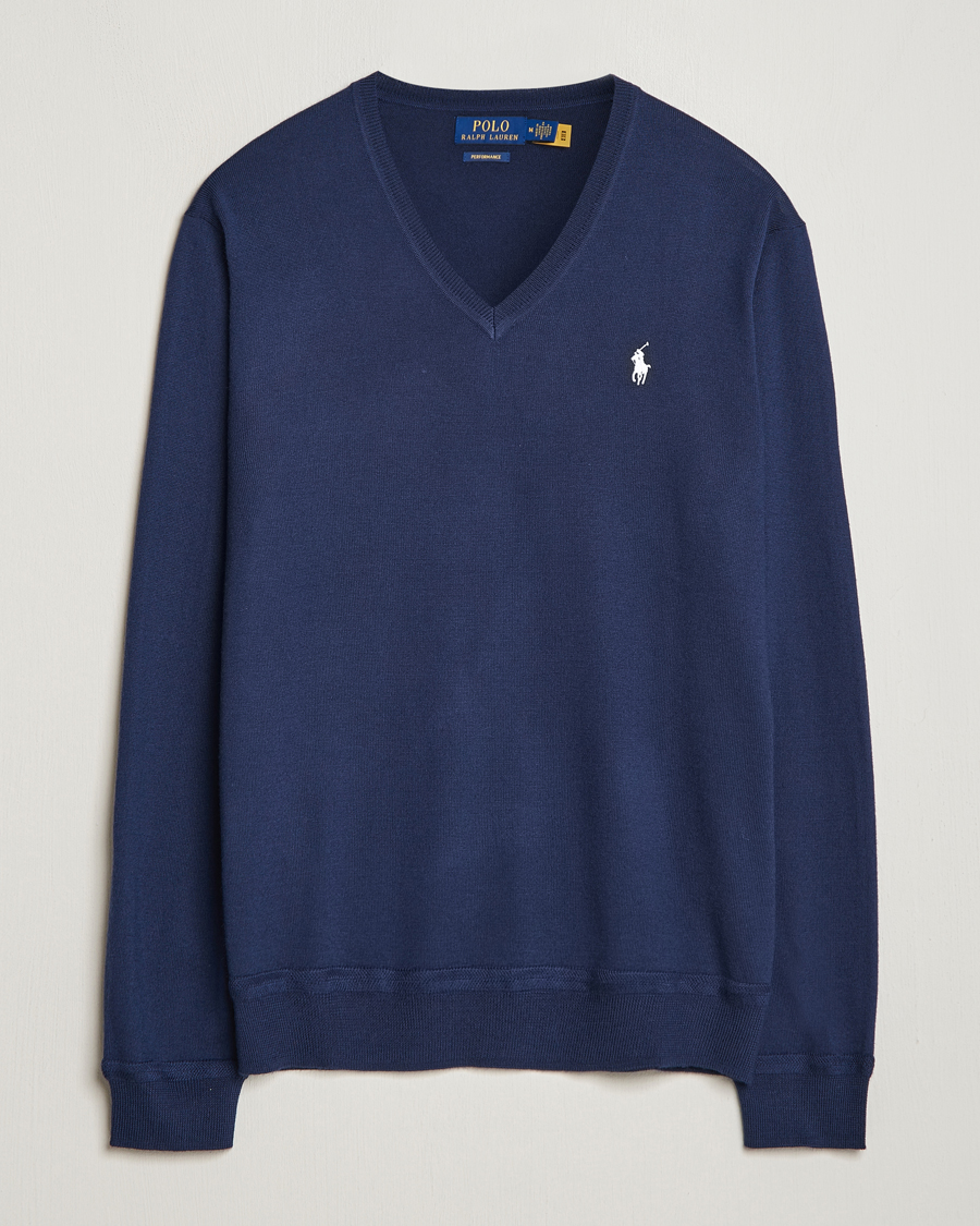 Men | Sweaters & Knitwear | Polo Ralph Lauren Golf | Wool Knitted V-Neck Sweater Refined Navy