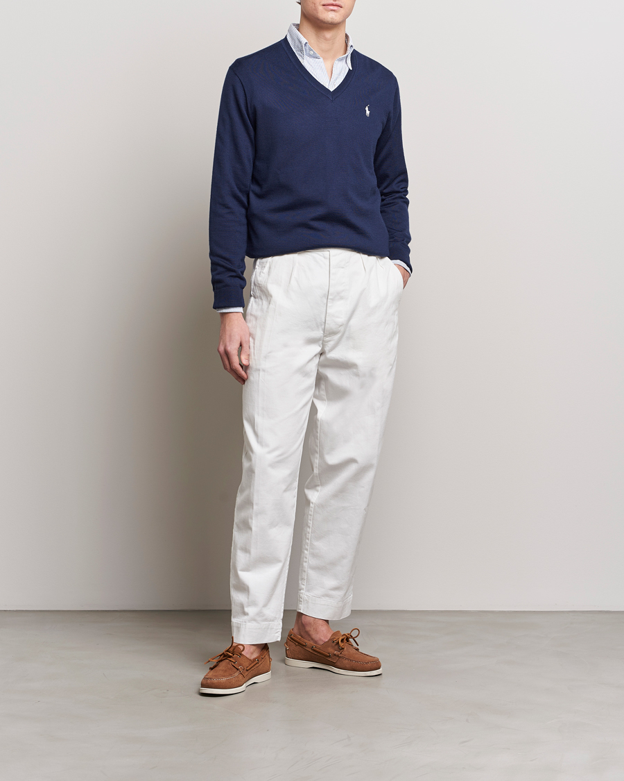 Men | Sweaters & Knitwear | Polo Ralph Lauren Golf | Wool Knitted V-Neck Sweater Refined Navy