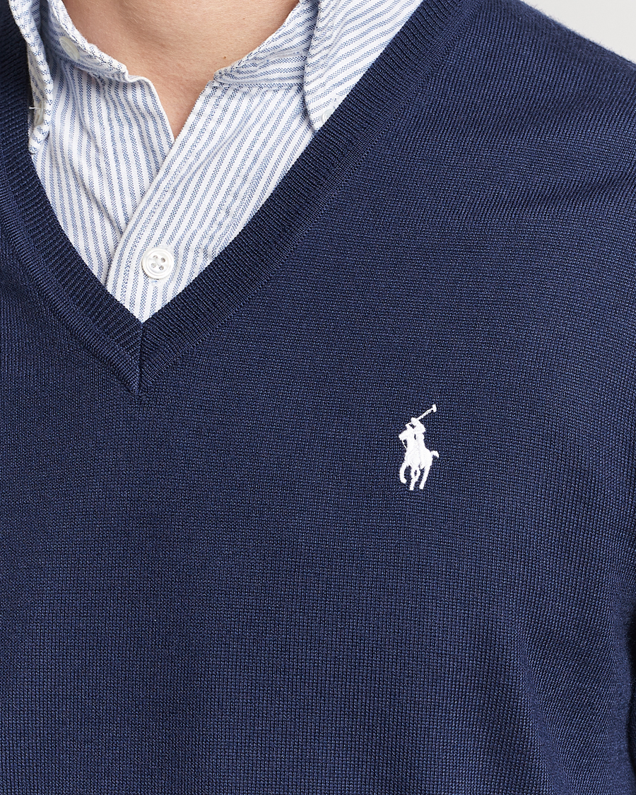 Men | Sweaters & Knitwear | Polo Ralph Lauren Golf | Wool Knitted V-Neck Sweater Refined Navy