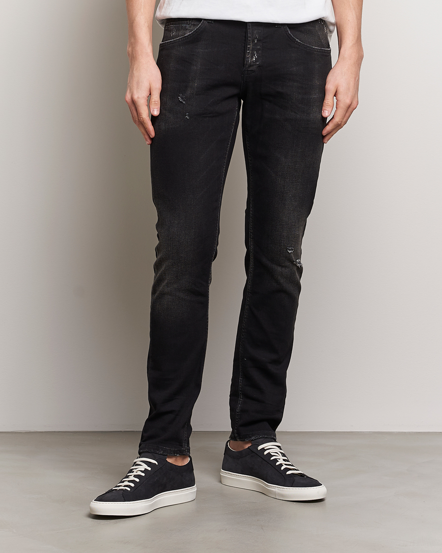Men | Black jeans | Dondup | George Distressed Jeans Washed Black