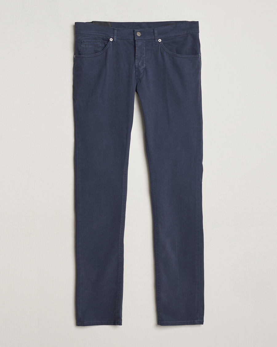 Men | Trousers | Dondup | George Gabardine 5-Pocket Navy