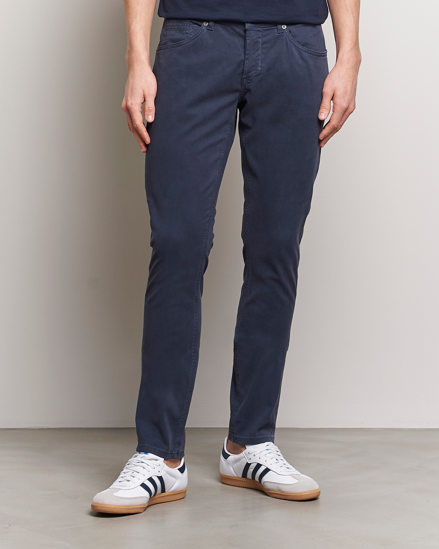 Men | Trousers | Dondup | George Gabardine 5-Pocket Navy