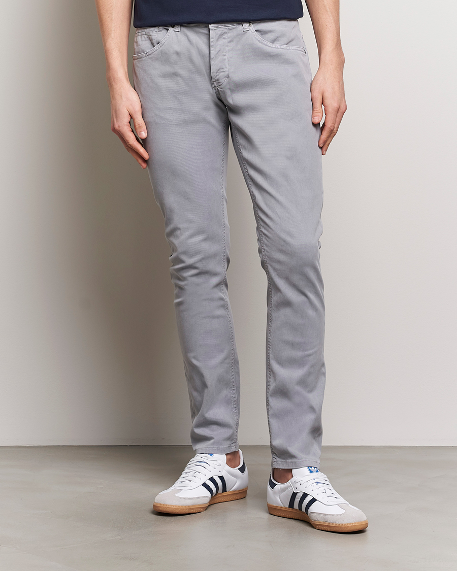 Men | Trousers | Dondup | George Gabardine 5-Pocket Light Grey