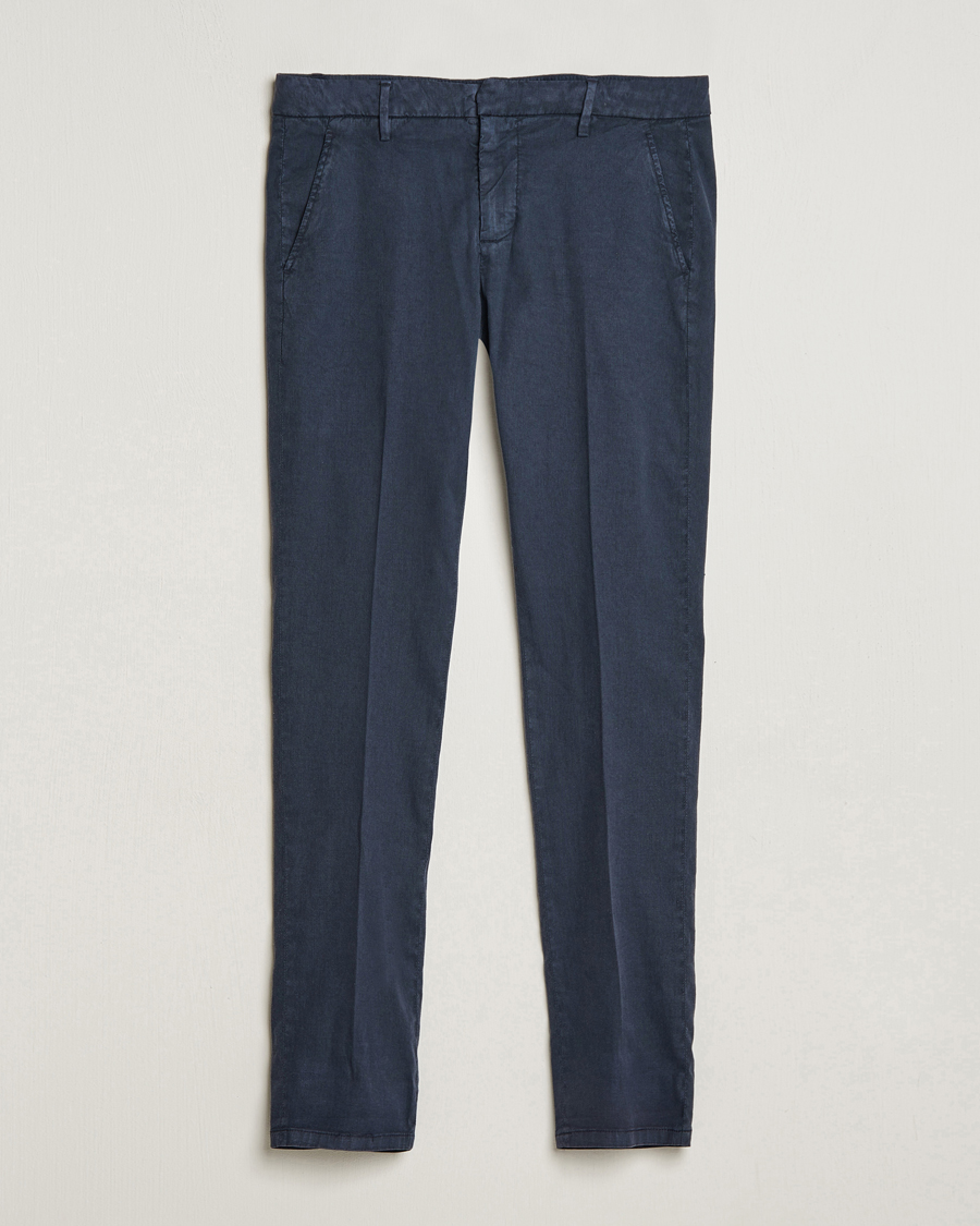 Men | Trousers | Dondup | Gaubert Linen Stretch Chinos Navy