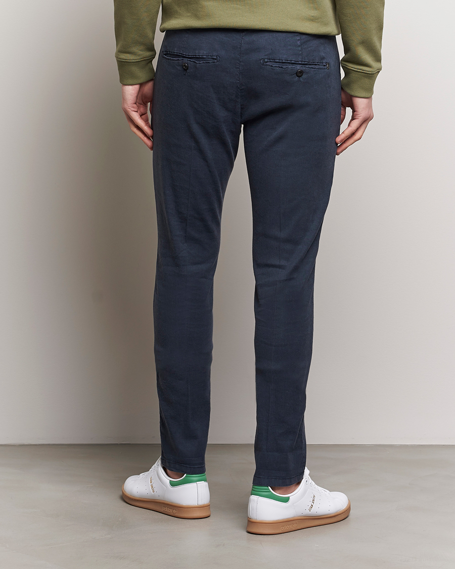 Men | Trousers | Dondup | Gaubert Linen Stretch Chinos Navy