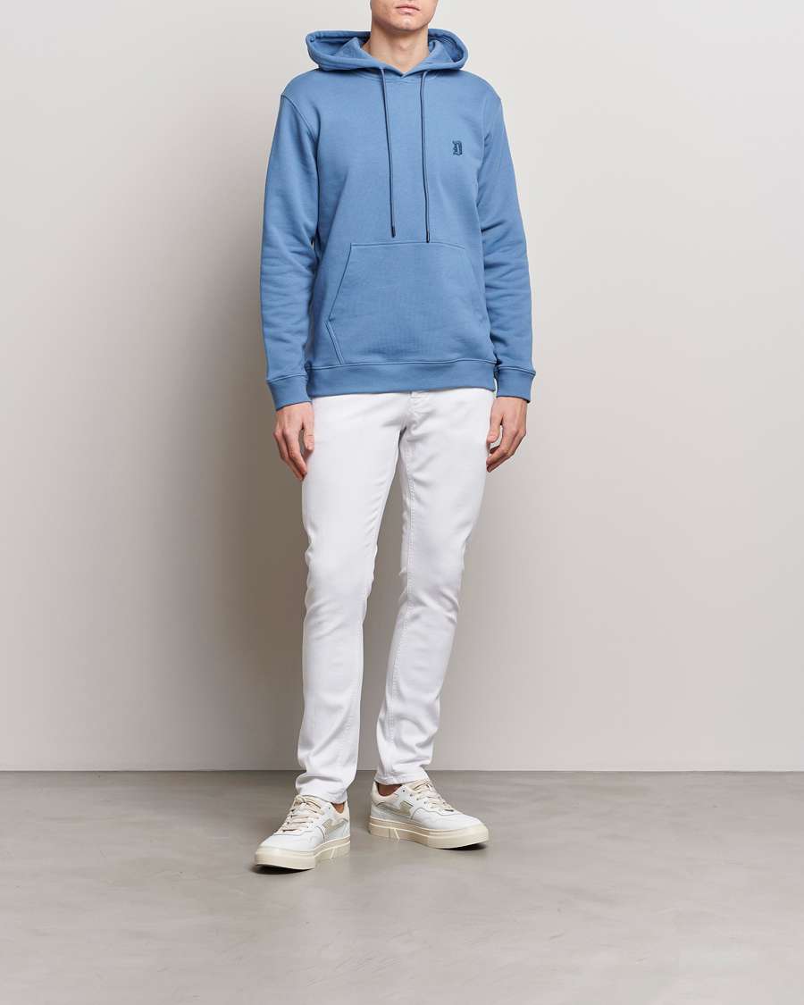 Men | Sweaters & Knitwear | Dondup | Logo Hoodie Washed Blue