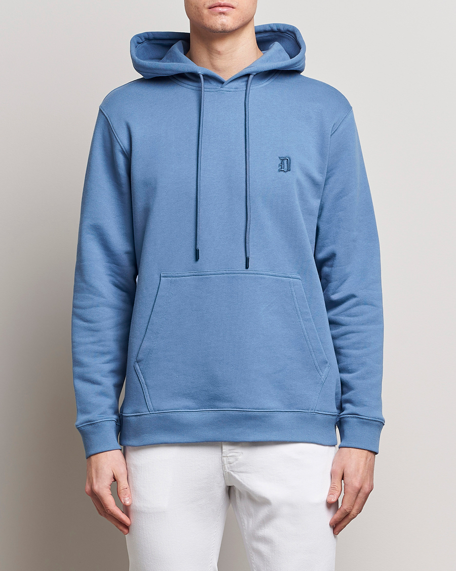 Men | Sweaters & Knitwear | Dondup | Logo Hoodie Washed Blue