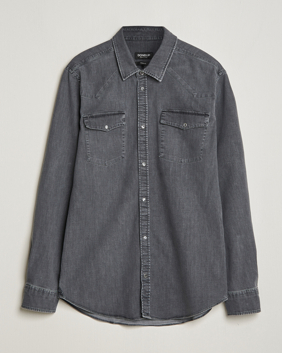 Men | Shirts | Dondup | Slim Fit Pocket Denim Shirt Washed Grey