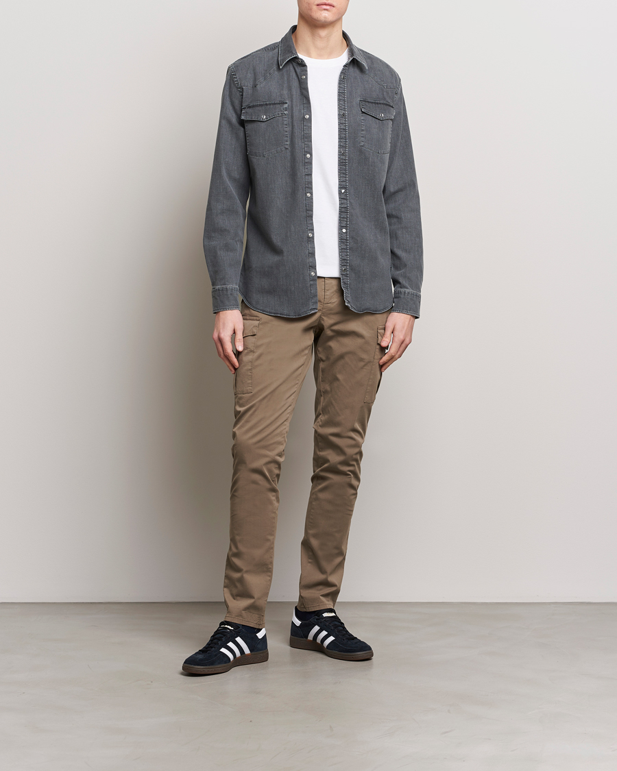 Men | Shirts | Dondup | Slim Fit Pocket Denim Shirt Washed Grey