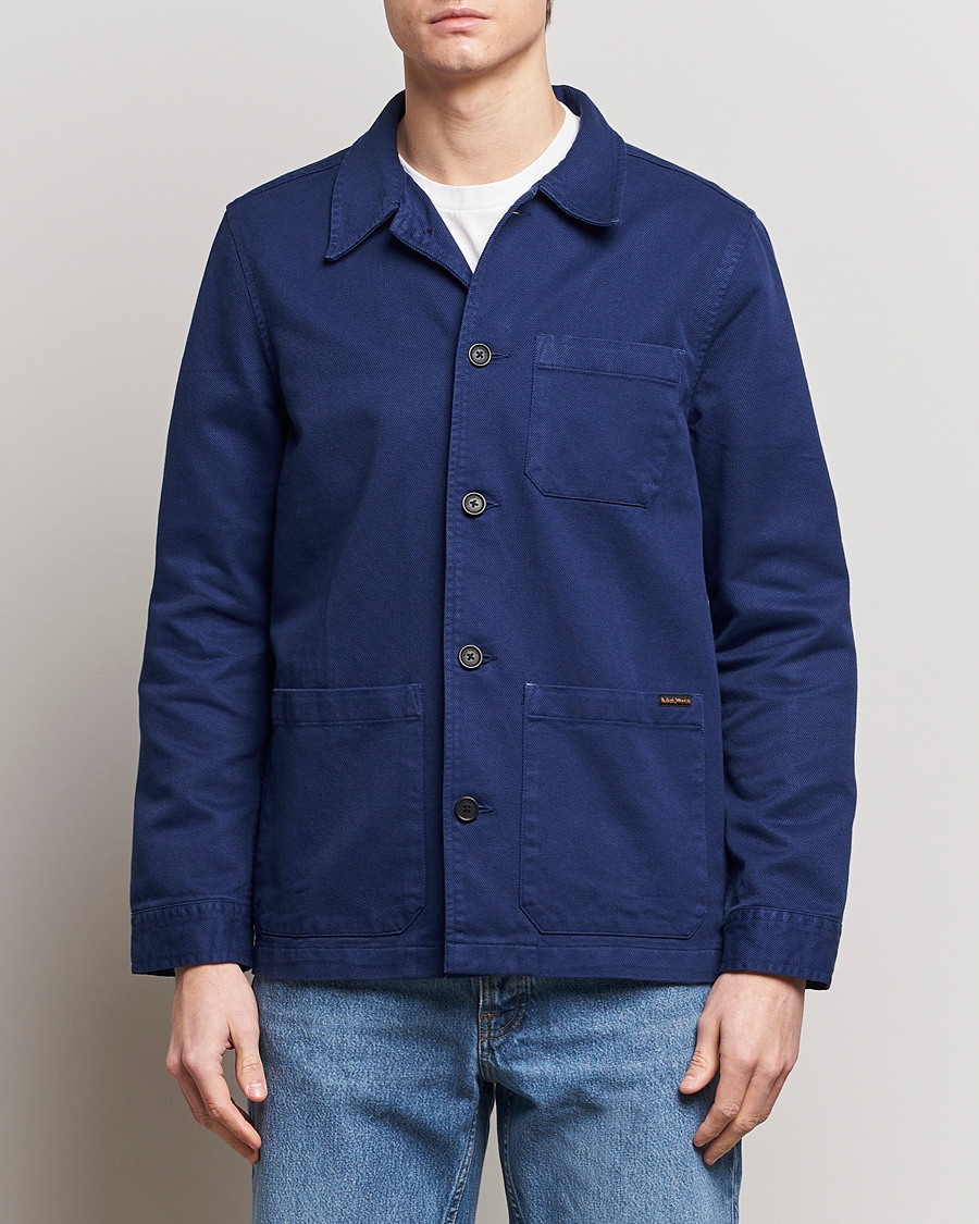 Men | Shirt Jackets | Nudie Jeans | Barney Worker Overshirt Mid Blue