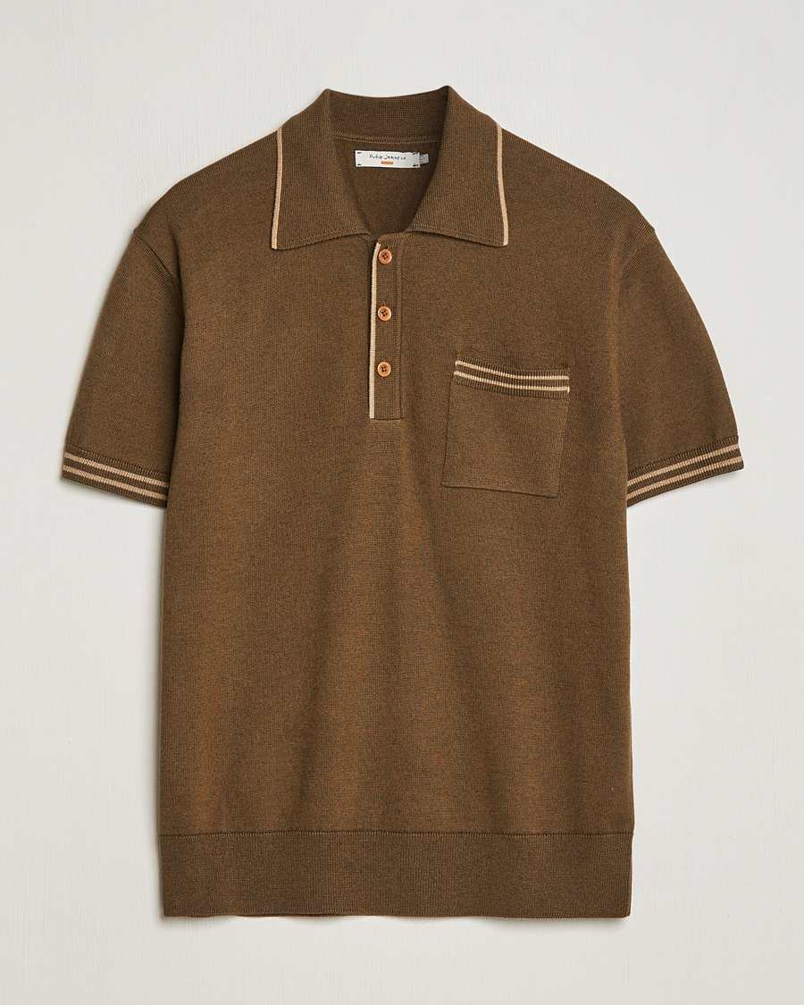 Men | Polo Shirts | Nudie Jeans | Frippe Knitted Polo Olive