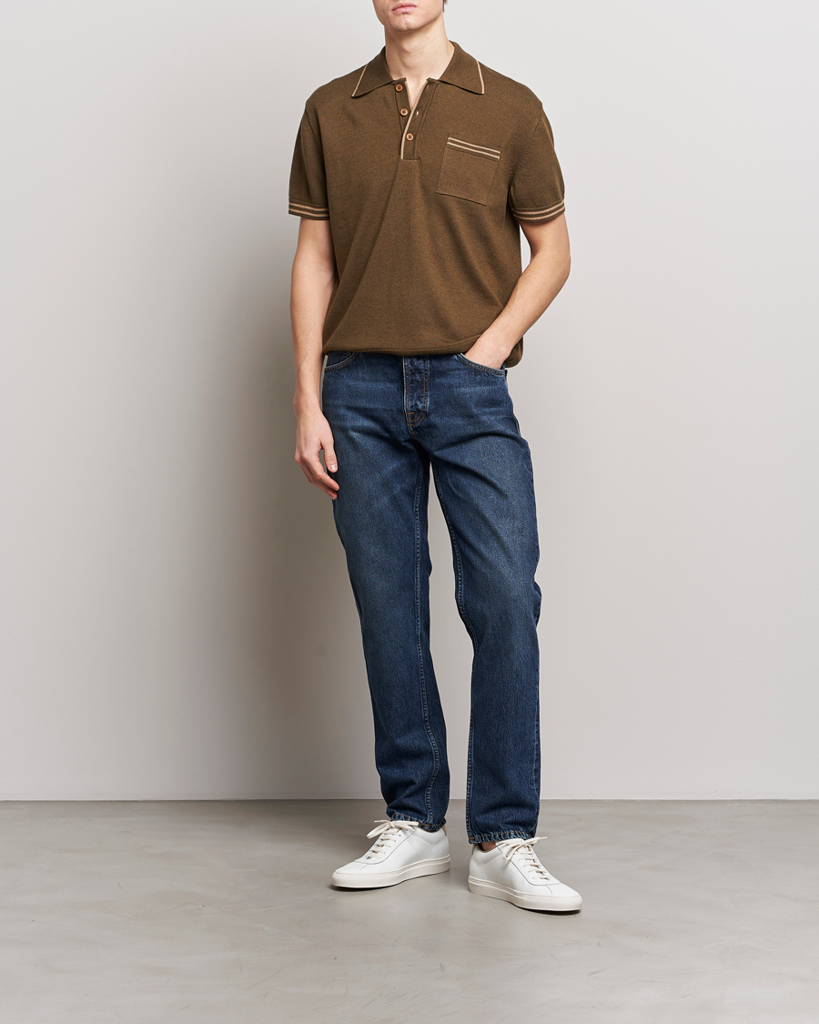 Men | Polo Shirts | Nudie Jeans | Frippe Knitted Polo Olive