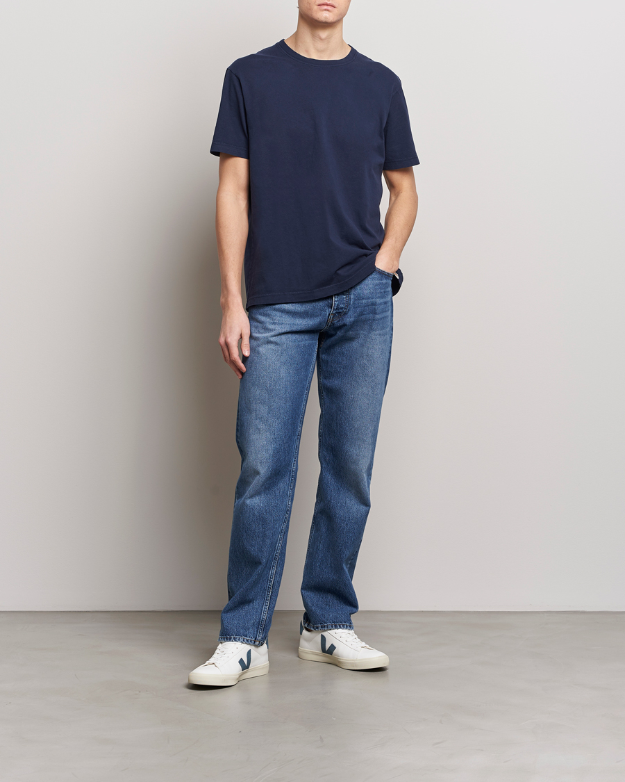 Men | T-Shirts | Nudie Jeans | Uno Everyday Crew Neck T-Shirt Blue