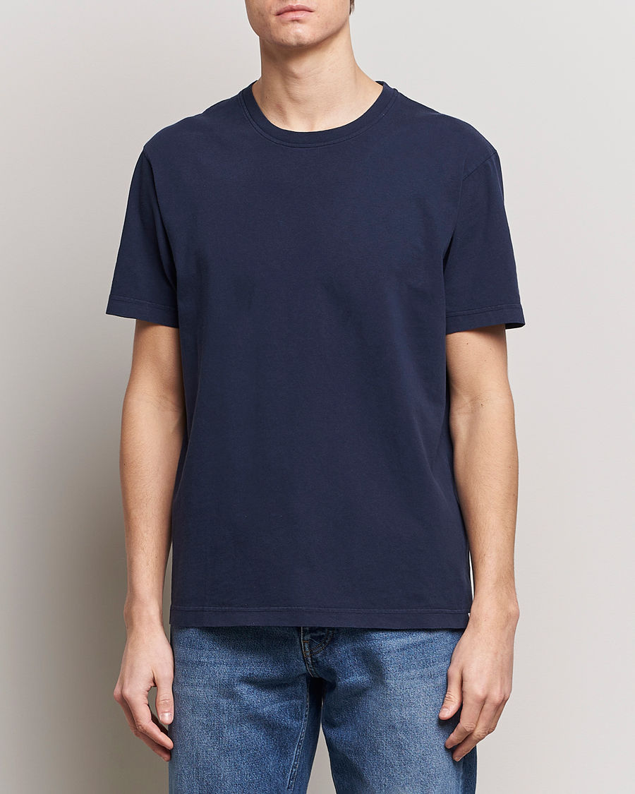 Men | T-Shirts | Nudie Jeans | Uno Everyday Crew Neck T-Shirt Blue