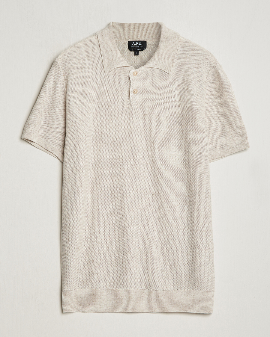 A.P.C. Jay Knitted Polo Beige at CareOfCarl.com