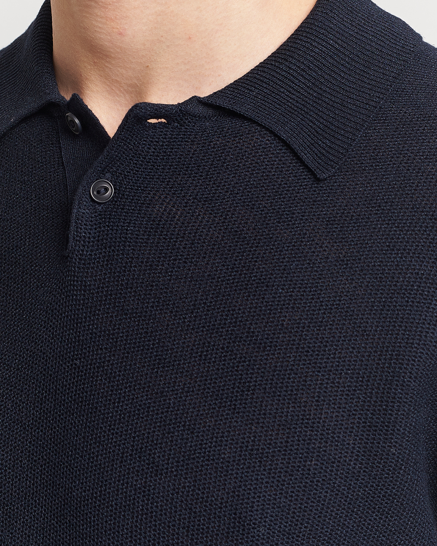 Men | Polo Shirts | A.P.C. | Jay Viscose/Linen Polo Dark Navy