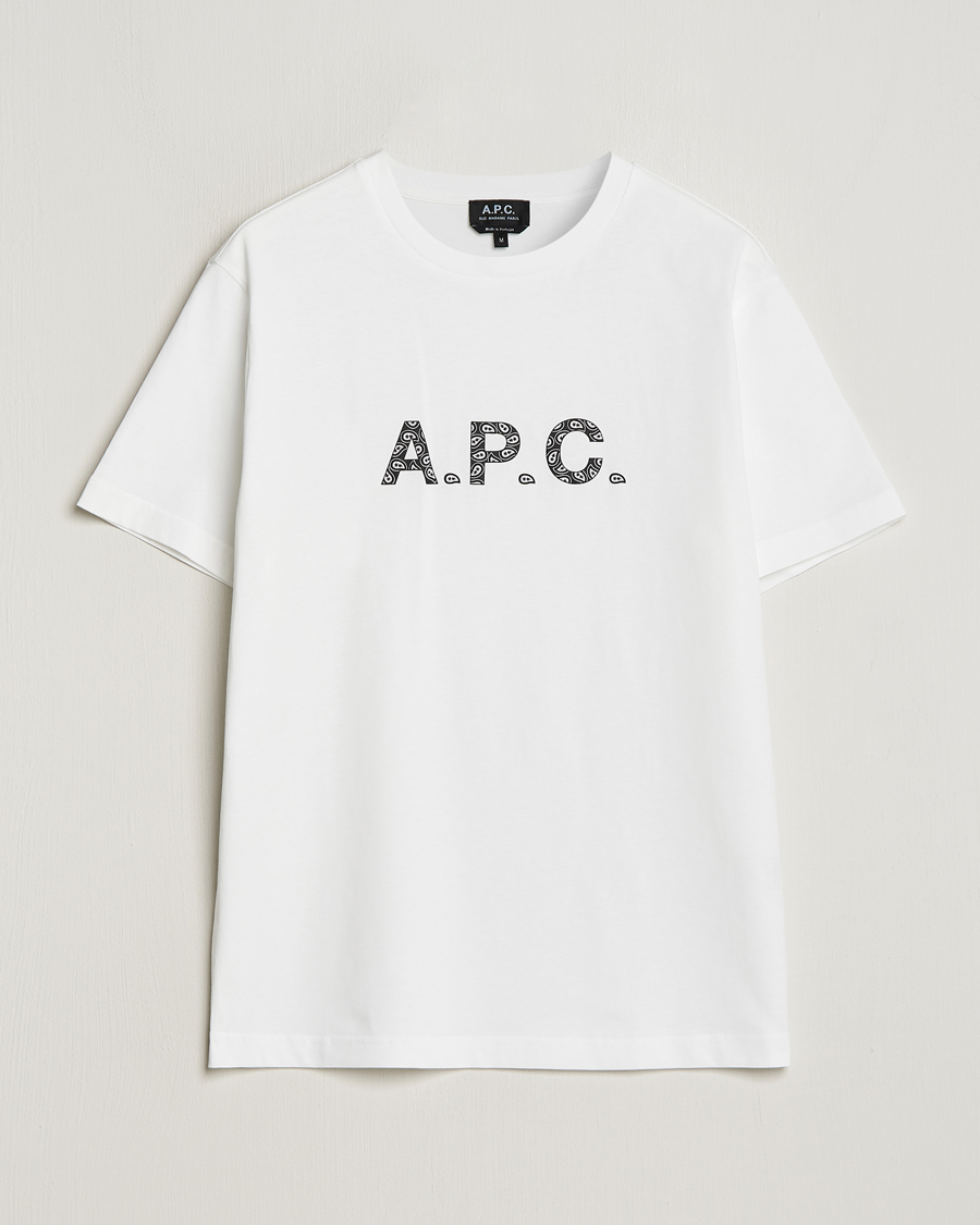 Men | T-Shirts | A.P.C. | Paisley Logo Crew Neck T-Shirt White