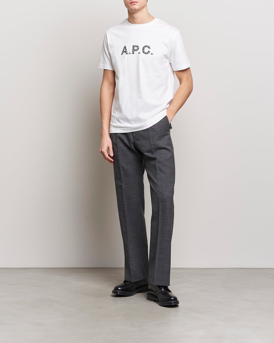 Men | T-Shirts | A.P.C. | Paisley Logo Crew Neck T-Shirt White
