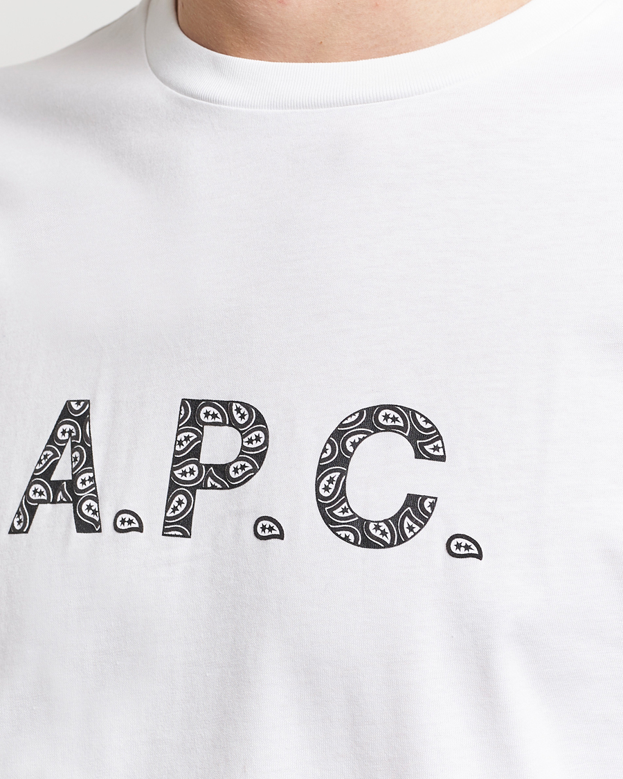 Men | T-Shirts | A.P.C. | Paisley Logo Crew Neck T-Shirt White