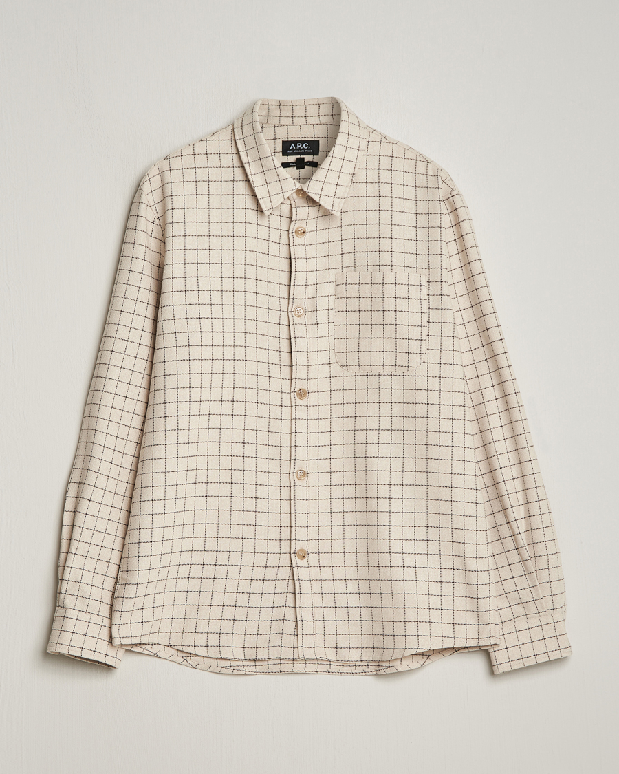 Men | Shirts | A.P.C. | Trek Checked Overshirt Ecru