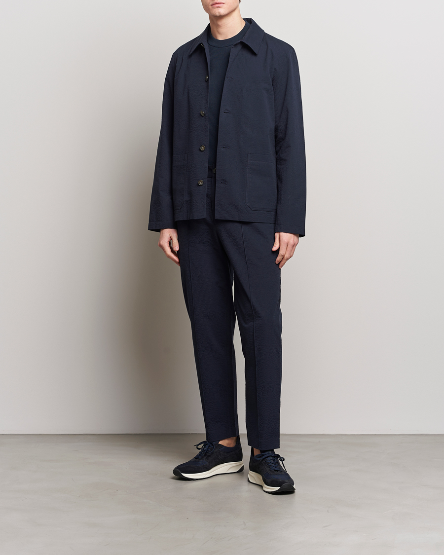 Men | Shirts | A.P.C. | Brest Seersucker Overshirt Dark Navy