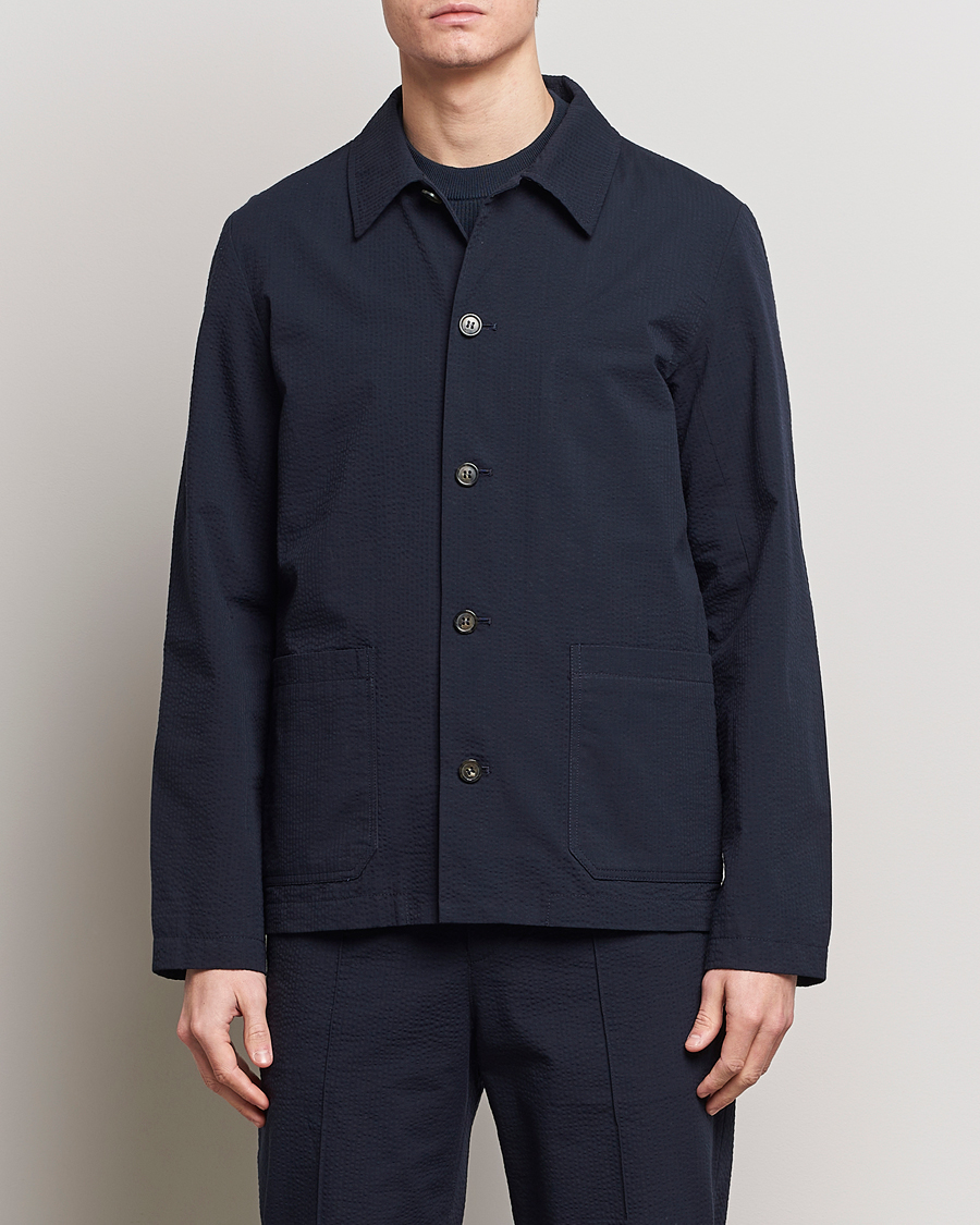 Men | Shirts | A.P.C. | Brest Seersucker Overshirt Dark Navy