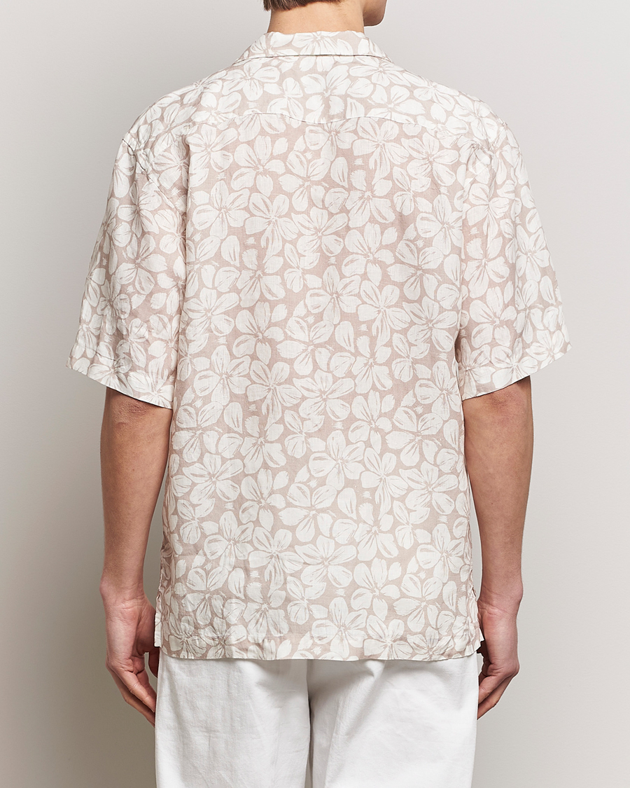 Men | Shirts | Eton | Printed Floral Linen Resort Shirt Beige