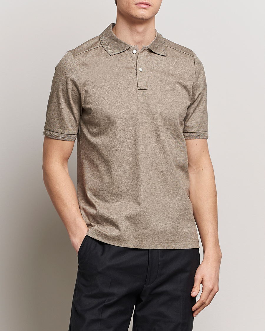 Men | Departments | Eton | Pique Polo Shirt Beige