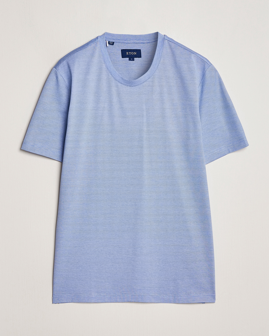 Men | T-Shirts | Eton | Mercerized Jersey Crew Neck T-Shirt Mid Blue