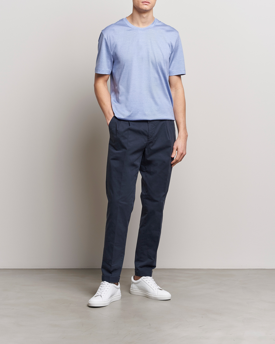 Men | T-Shirts | Eton | Mercerized Jersey Crew Neck T-Shirt Mid Blue