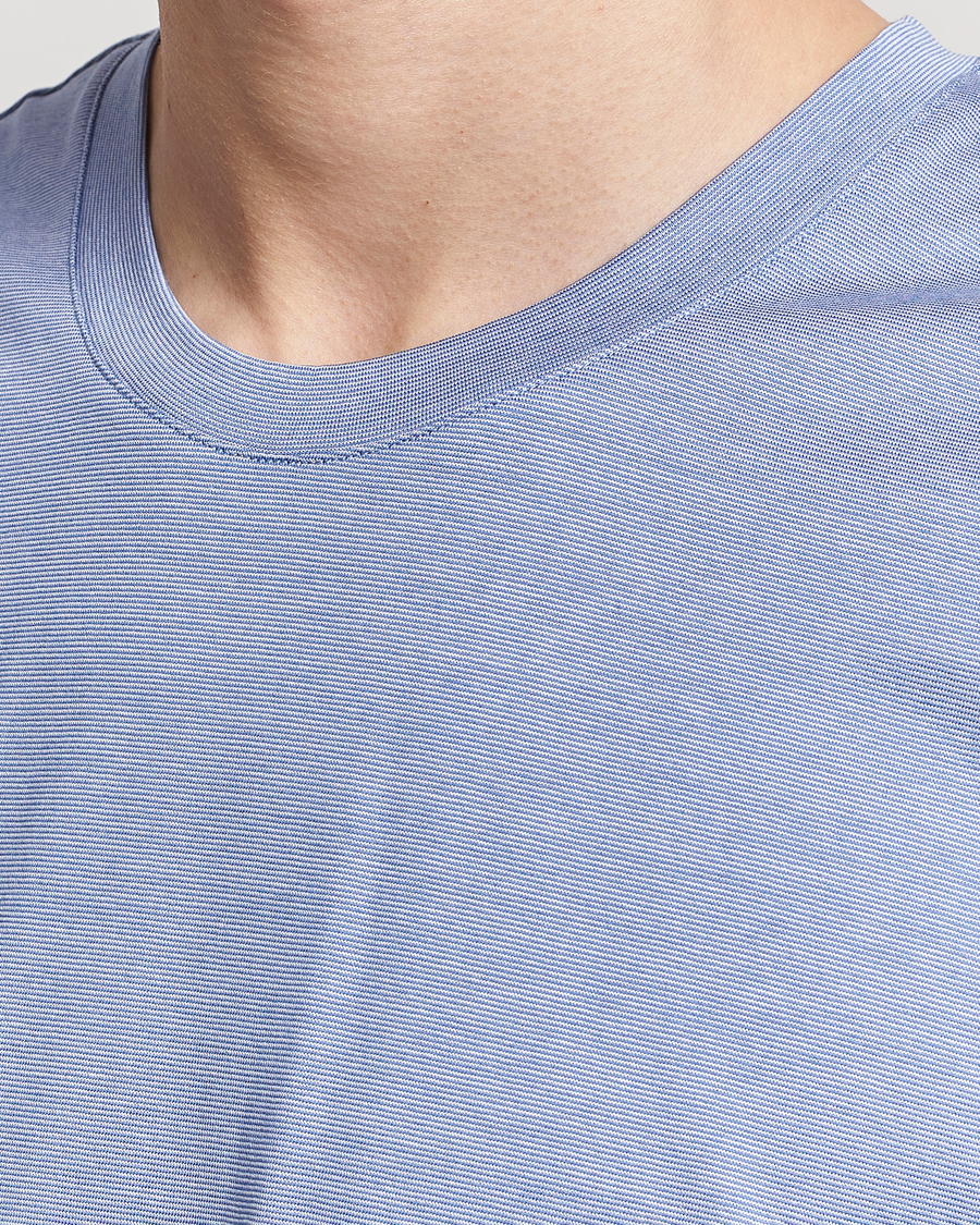 Men | T-Shirts | Eton | Mercerized Jersey Crew Neck T-Shirt Mid Blue