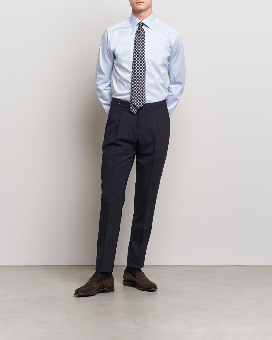 Men | Clothing | Eton | Slim Fit Signature Twill Contrast Shirt Light Blue