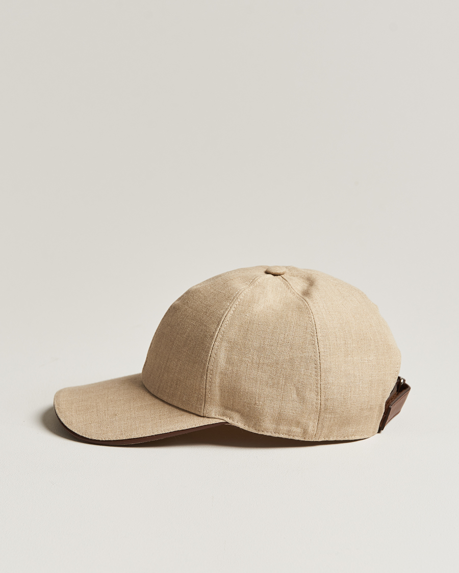 Men | Hats & Caps | Eton | Solid Linen Cap Beige