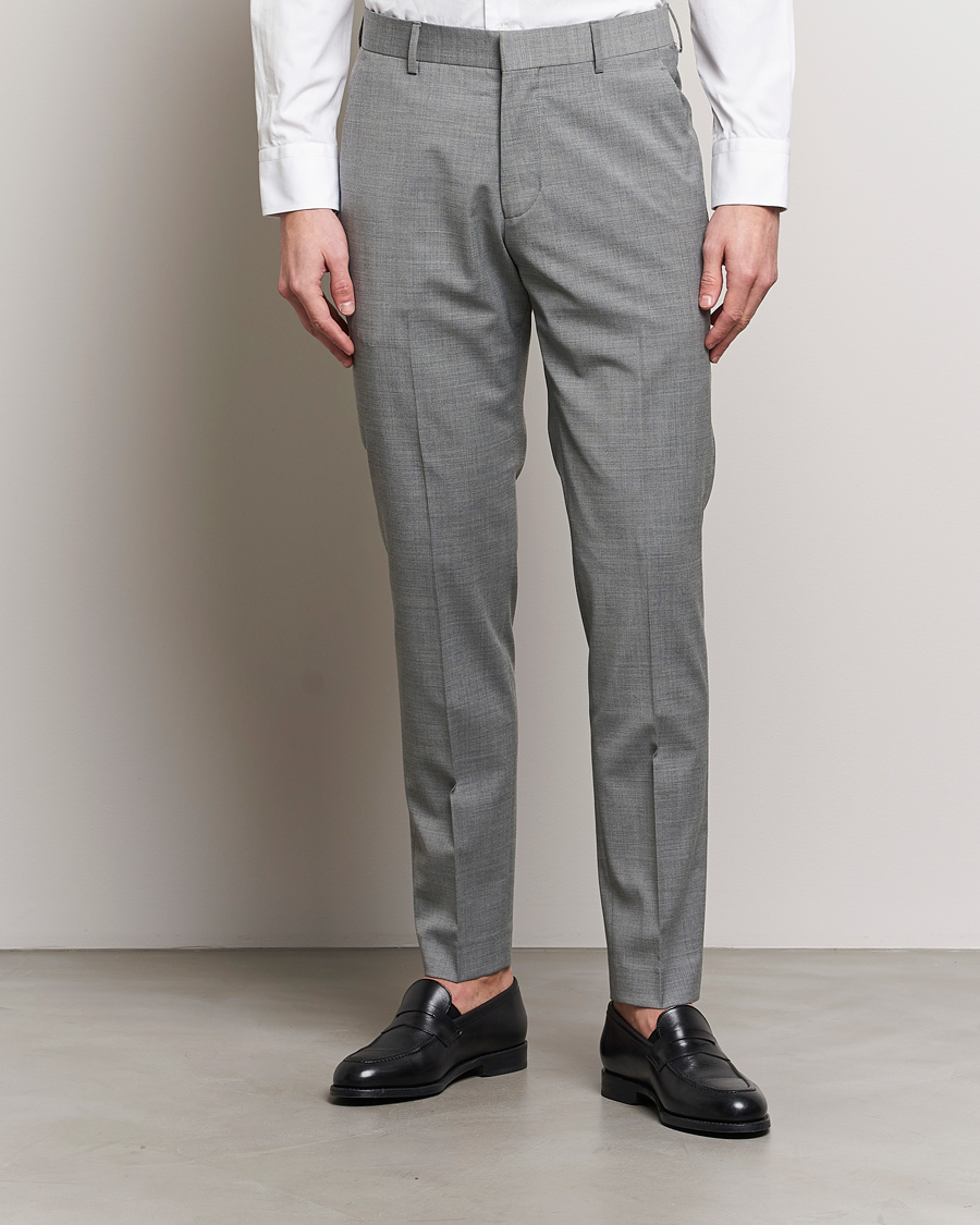 Mies | Suorat housut | Tiger of Sweden | Tenuta Wool Travel Suit Trousers Grey Melange