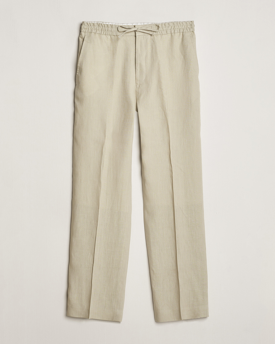Men | Trousers | Tiger of Sweden | Iscove Linen Drawstring Trousers Dawn Misty