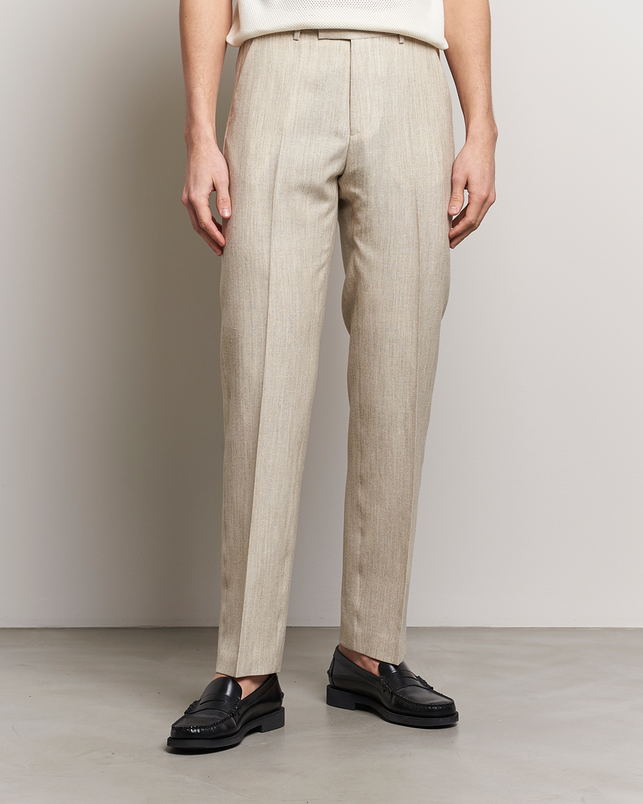 Men | Trousers | Tiger of Sweden | Tenser Wool/Linen Canvas Trousers Natural White