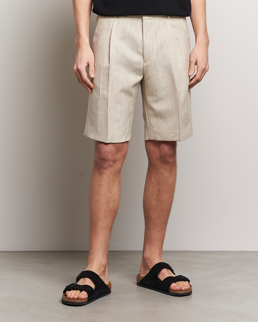 Men | Linen Shorts | Tiger of Sweden | Tulley Wool/Linen Canvas Shorts Natural White