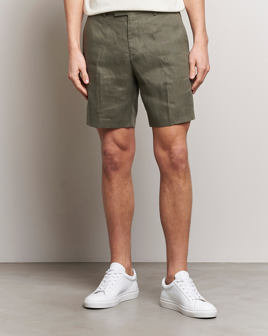 Men | Linen Shorts | Tiger of Sweden | Thiago Linen Shorts Thyme