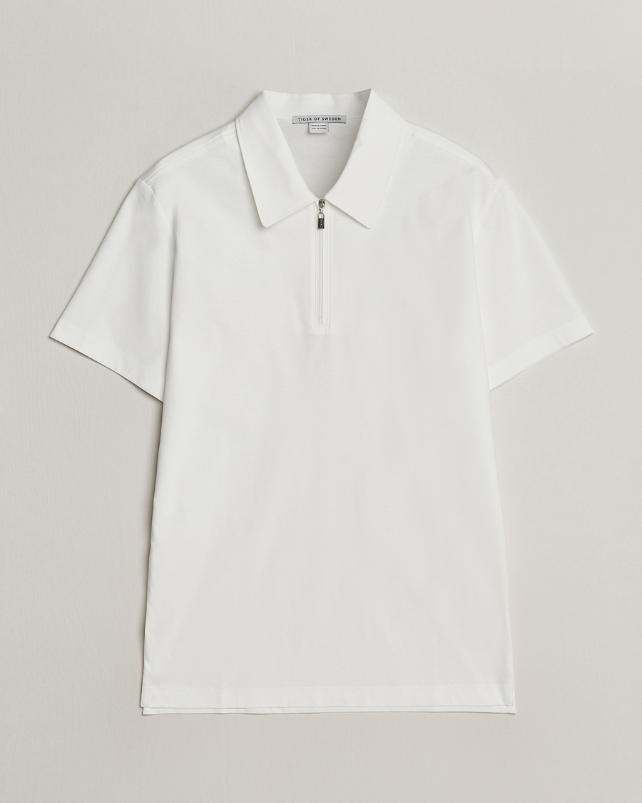 Men | Polo Shirts | Tiger of Sweden | Laron Mercerized Cotton Half Zip Polo Summer Snow