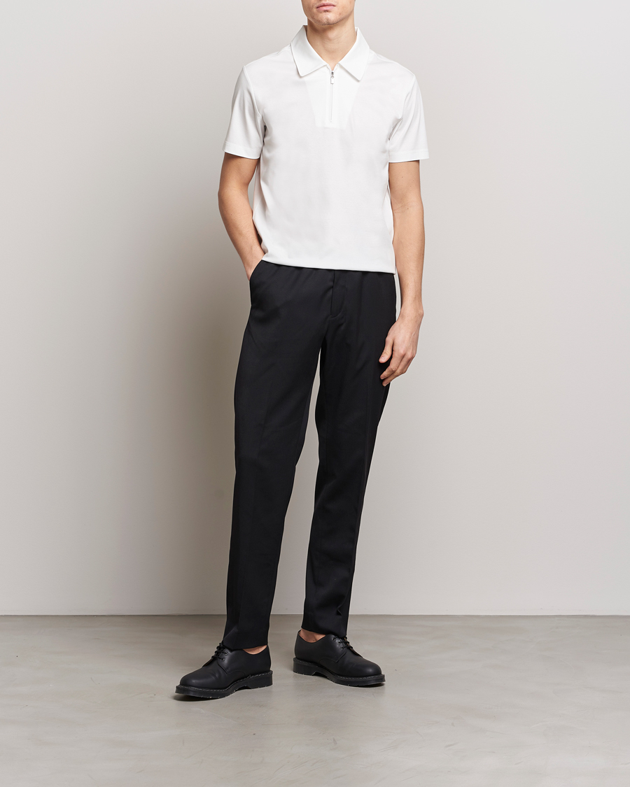 Men | Polo Shirts | Tiger of Sweden | Laron Mercerized Cotton Half Zip Polo Summer Snow