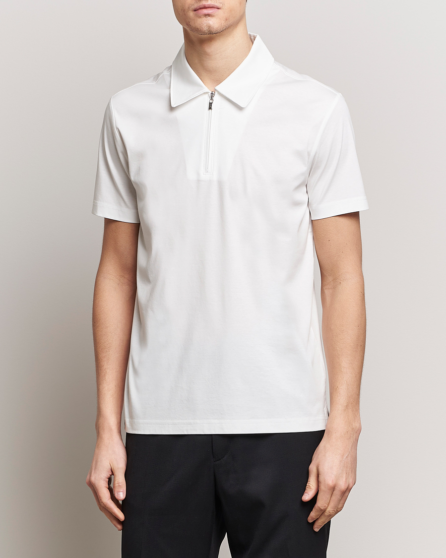 Tiger of Sweden Laron Mercerized Cotton Half Zip Polo Summer Snow