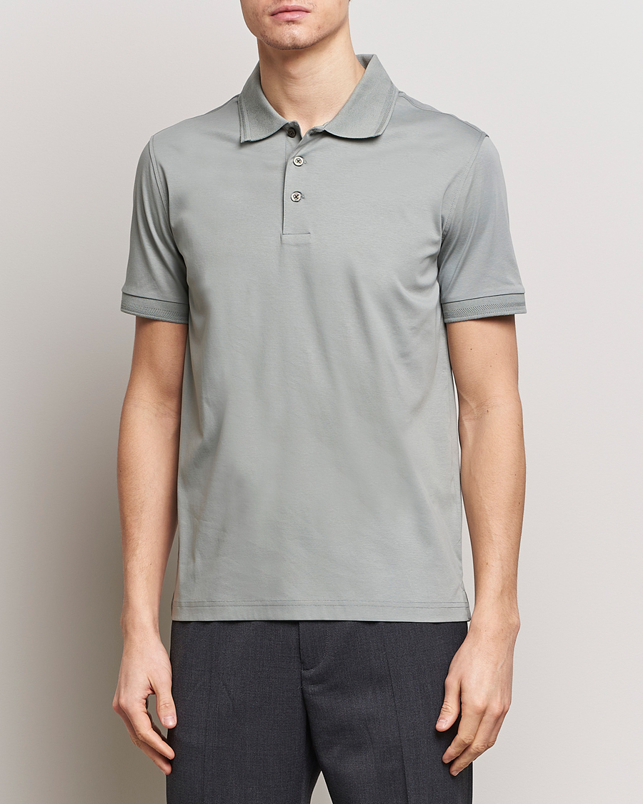 Men | Short Sleeve Polo Shirts | Tiger of Sweden | Riose Cotton Polo Shadow