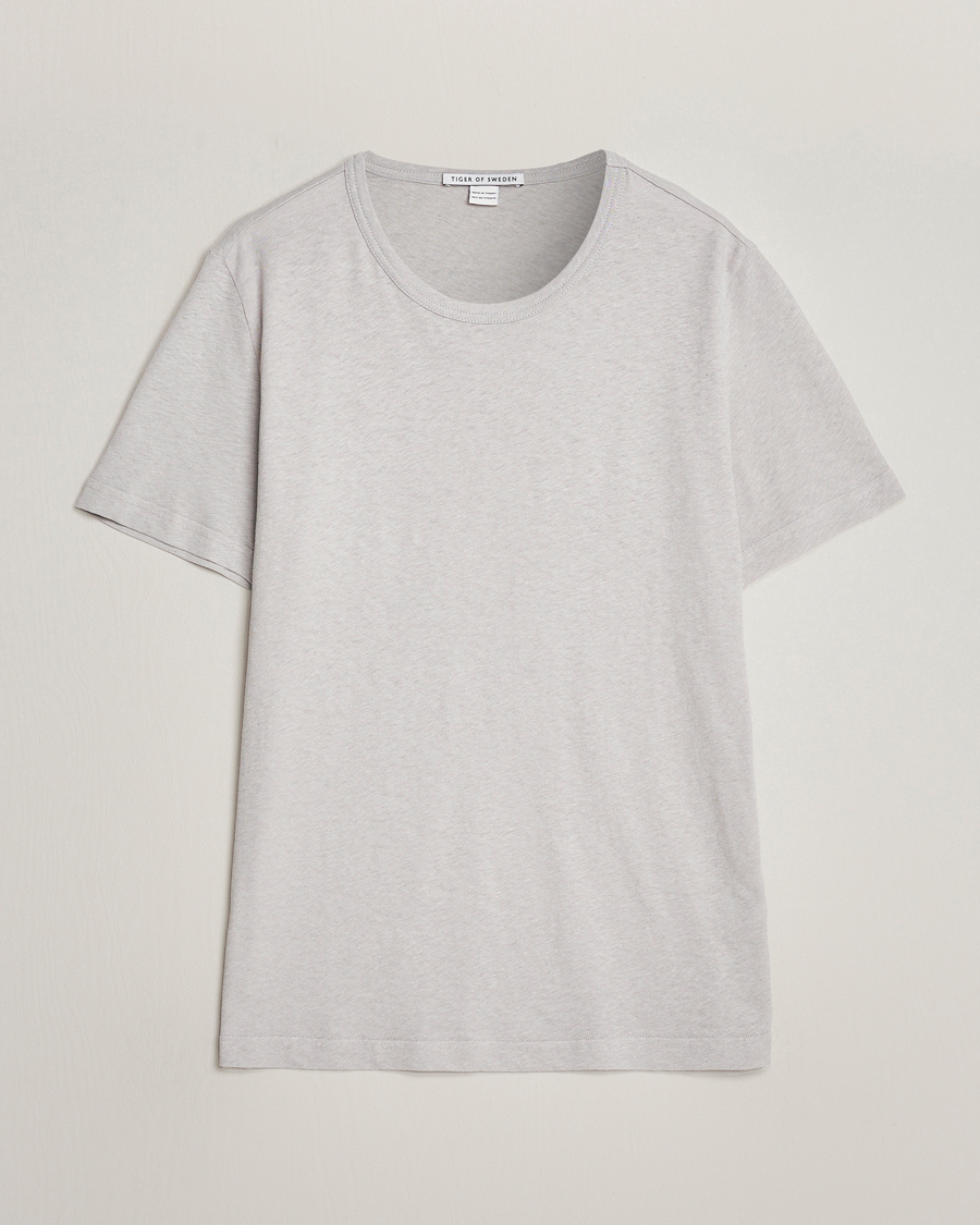Men | T-Shirts | Tiger of Sweden | Olaf Cotton/Linen Crew Neck T-Shirt Granite