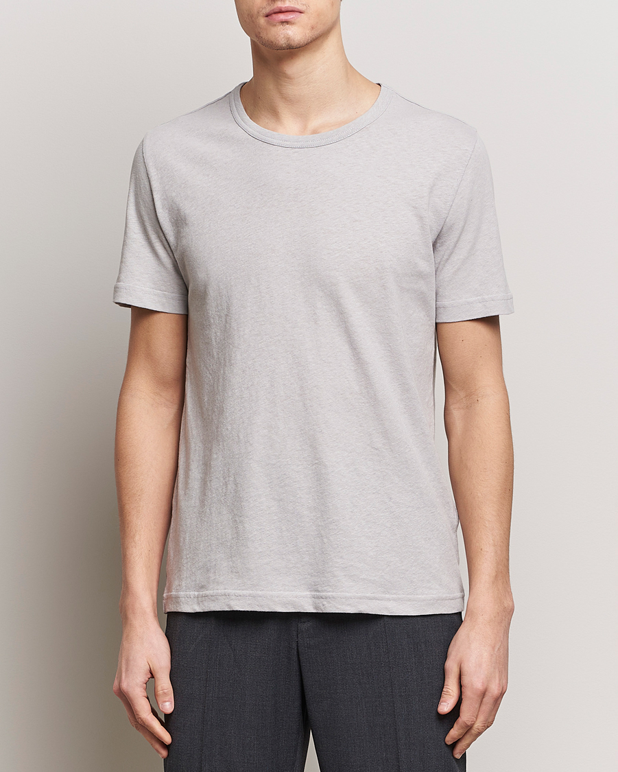 Men | Short Sleeve T-shirts | Tiger of Sweden | Olaf Cotton/Linen Crew Neck T-Shirt Granite
