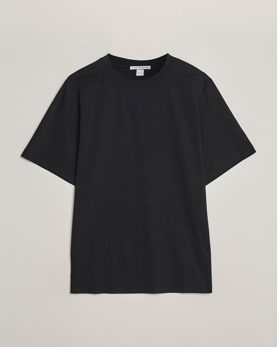 Men | T-Shirts | Tiger of Sweden | Mercerized Cotton Crew Neck T-Shirt Black