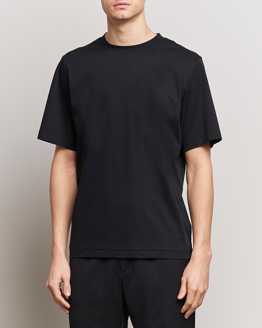 Men | T-Shirts | Tiger of Sweden | Mercerized Cotton Crew Neck T-Shirt Black