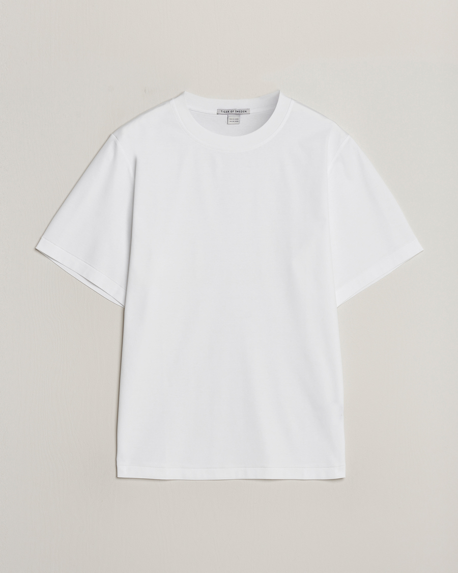 Men | T-Shirts | Tiger of Sweden | Mercerized Cotton Crew Neck T-Shirt Pure White