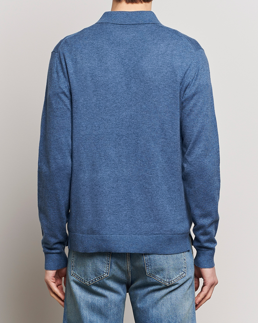 Men | Sweaters & Knitwear | Tiger of Sweden | Orbit Wool/Cotton Half Zip Thunder Blue
