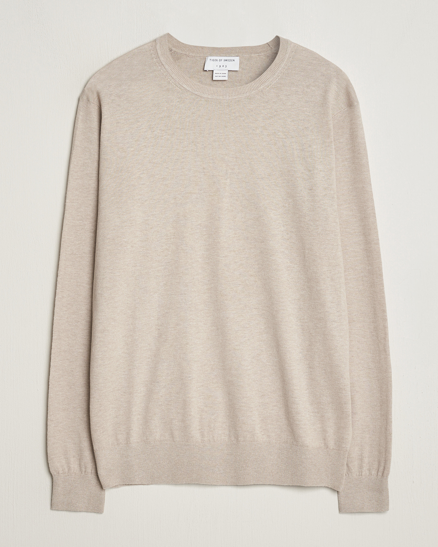 Men | Sweaters & Knitwear | Tiger of Sweden | Michas Cotton/Linen Knitted Sweater Soft Latte