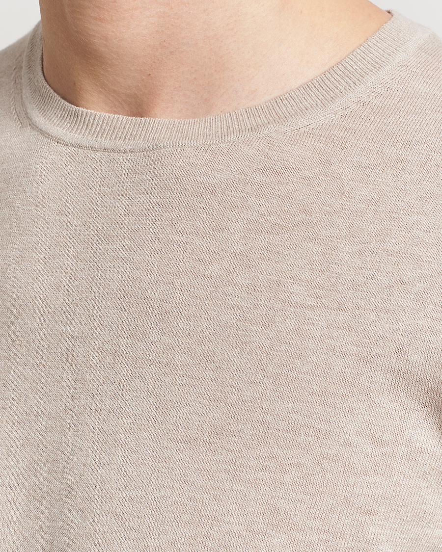 Men | Sweaters & Knitwear | Tiger of Sweden | Michas Cotton/Linen Knitted Sweater Soft Latte